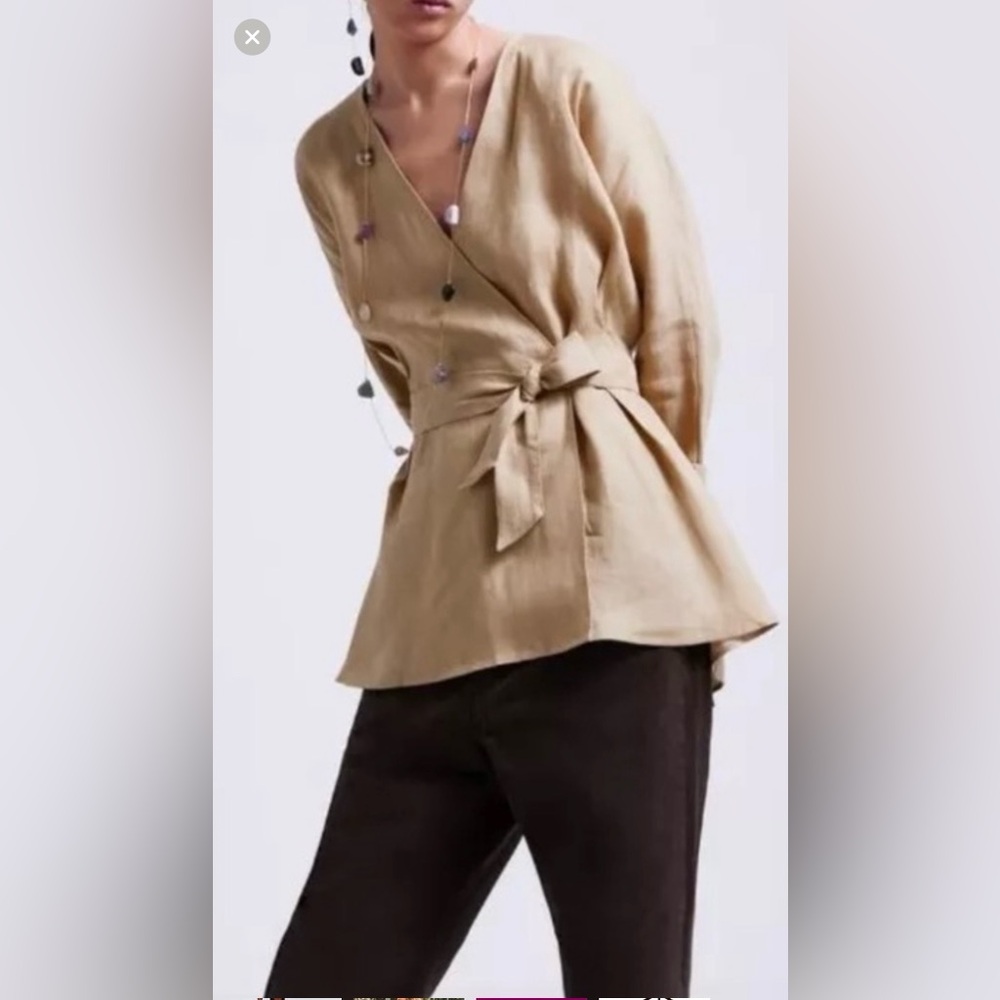 Zara Beige Linen Top- like new condition - Picture 4 of 8